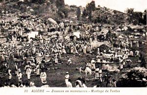 Algerie - Zouaves - Montage de Tentes en Manoeuvres